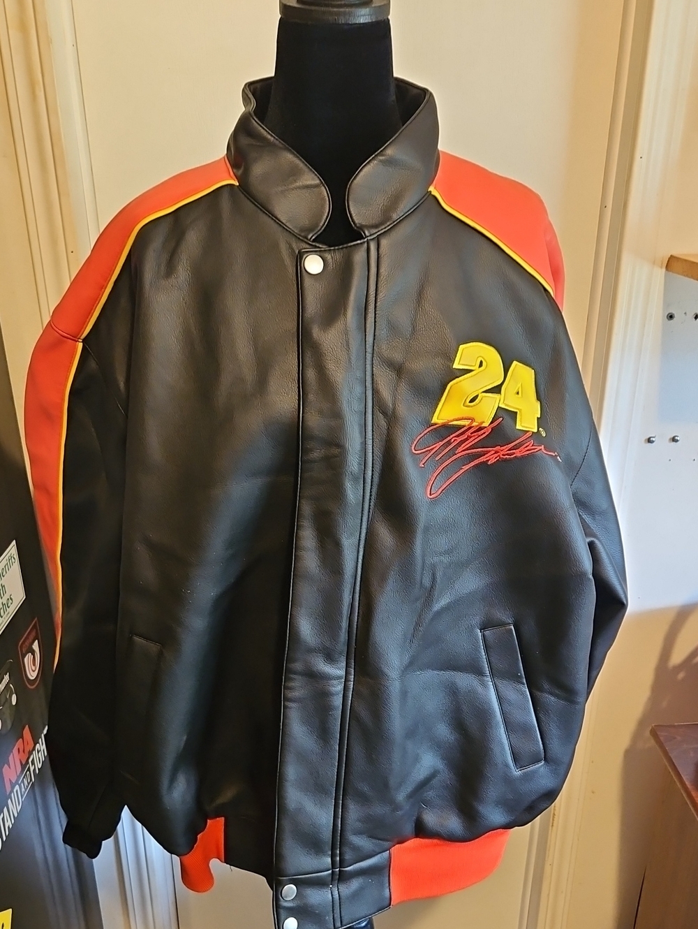 Black Bomber Jacket with Red & Yellow Racing Accents Jeff Gordon